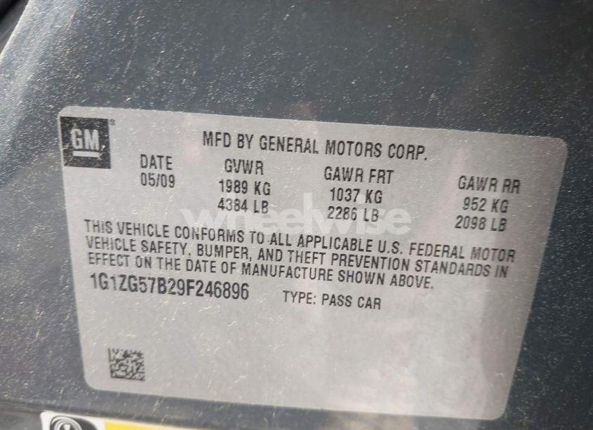 Photo 9 of 2009 Chevrolet Malibu LS (VIN 1G1ZG57B29F246896)