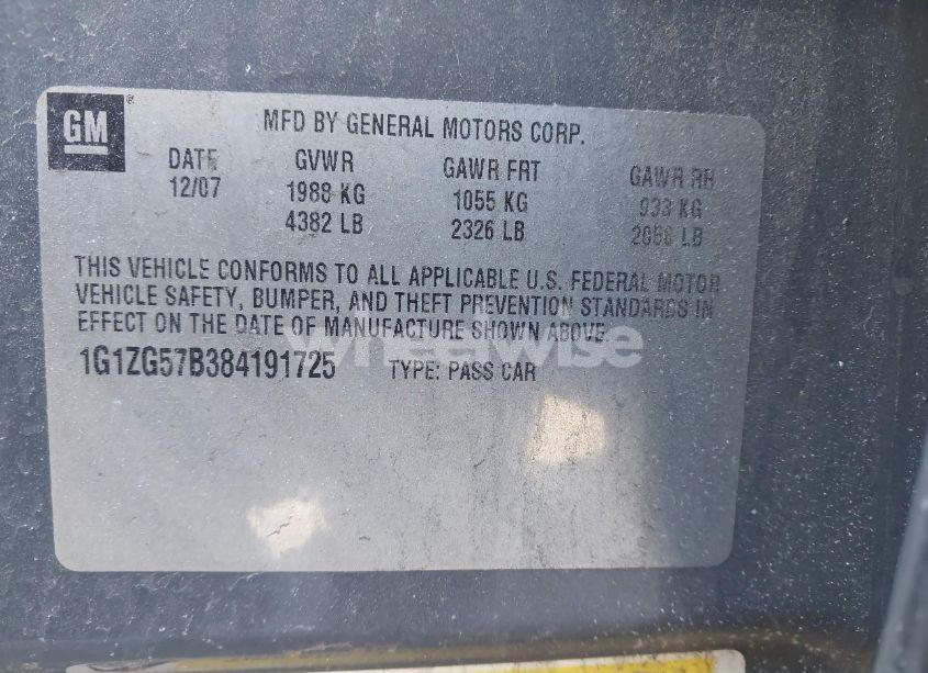 Photo 9 of 2008 Chevrolet Malibu LS (VIN 1G1ZG57B384191725)