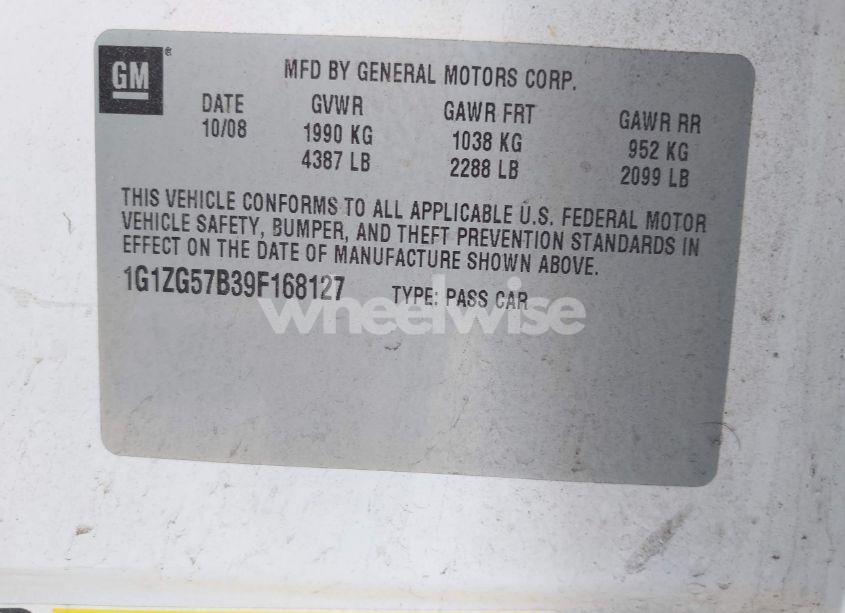 Photo 9 of 2009 Chevrolet Malibu LS (VIN 1G1ZG57B39F168127)