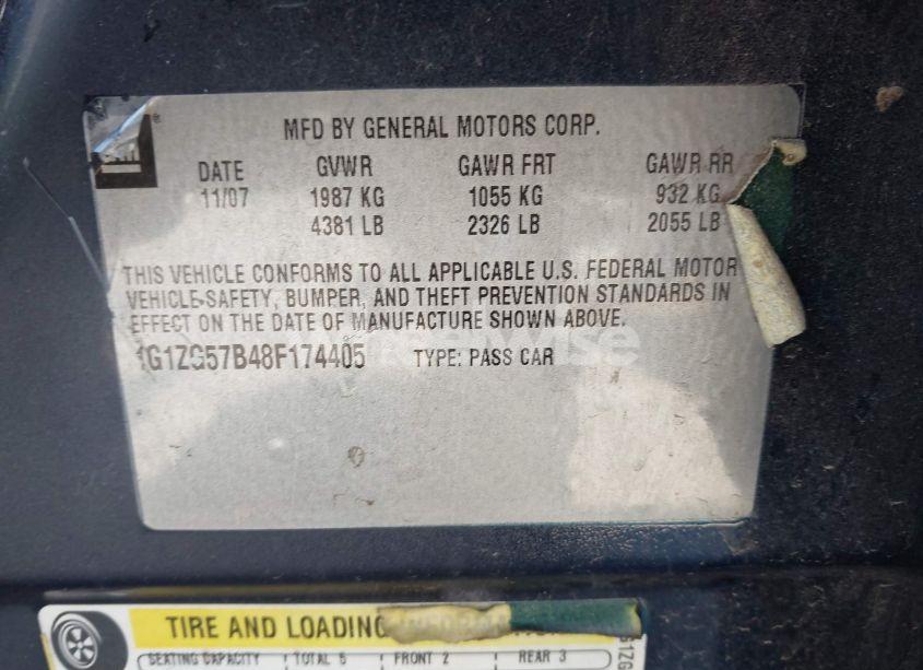 Photo 9 of 2008 Chevrolet Malibu LS (VIN 1G1ZG57B48F174405)