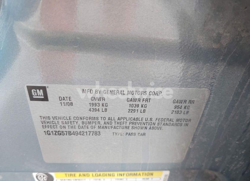 Photo 9 of 2009 Chevrolet Malibu LS (VIN 1G1ZG57B494217783)