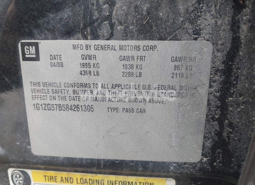 Photo 9 of 2008 Chevrolet Malibu LS (VIN 1G1ZG57B584261306)