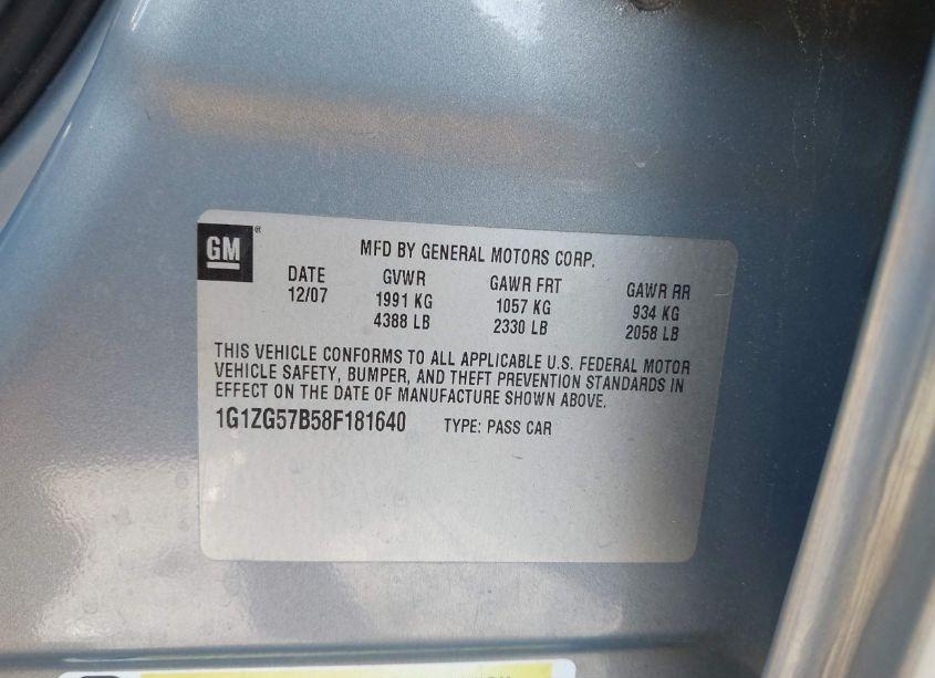 Photo 9 of 2008 Chevrolet Malibu LS (VIN 1G1ZG57B58F181640)