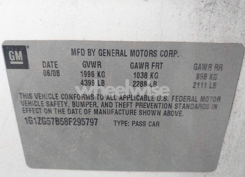 Photo 9 of 2008 Chevrolet Malibu LS (VIN 1G1ZG57B58F295797)