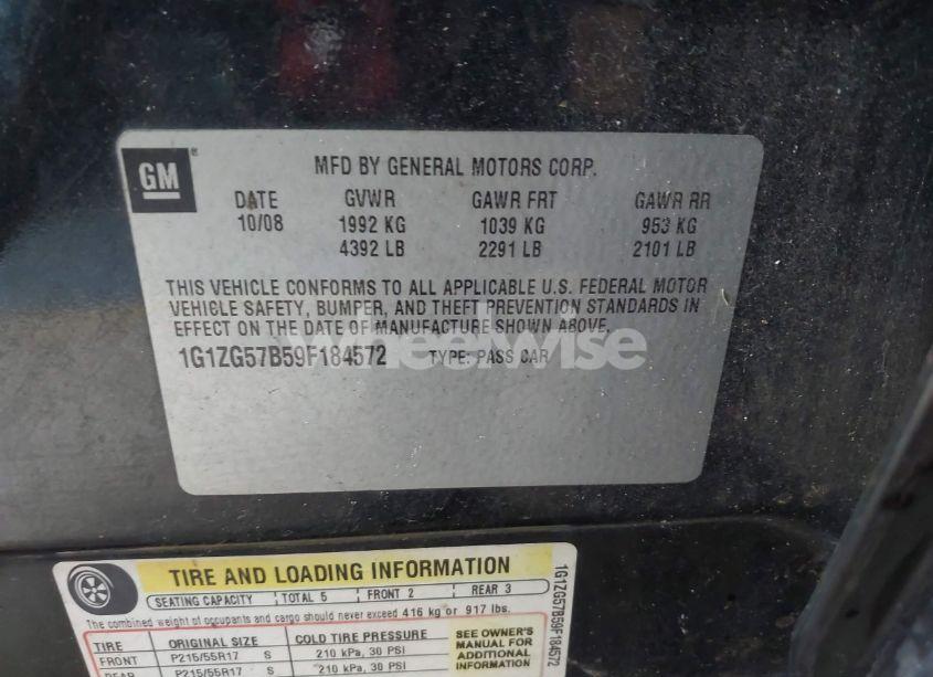 Photo 9 of 2009 Chevrolet Malibu LS (VIN 1G1ZG57B59F184572)