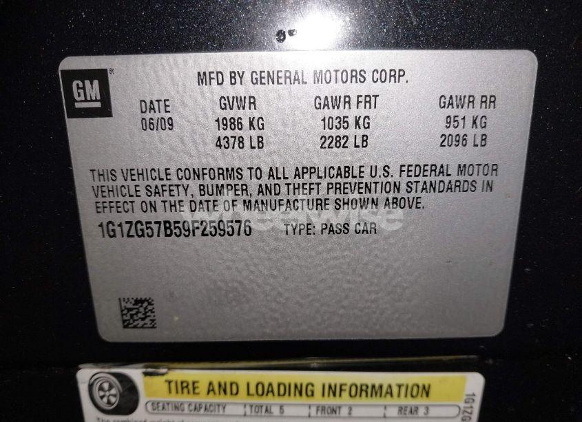 Photo 9 of 2009 Chevrolet Malibu LS (VIN 1G1ZG57B59F259576)