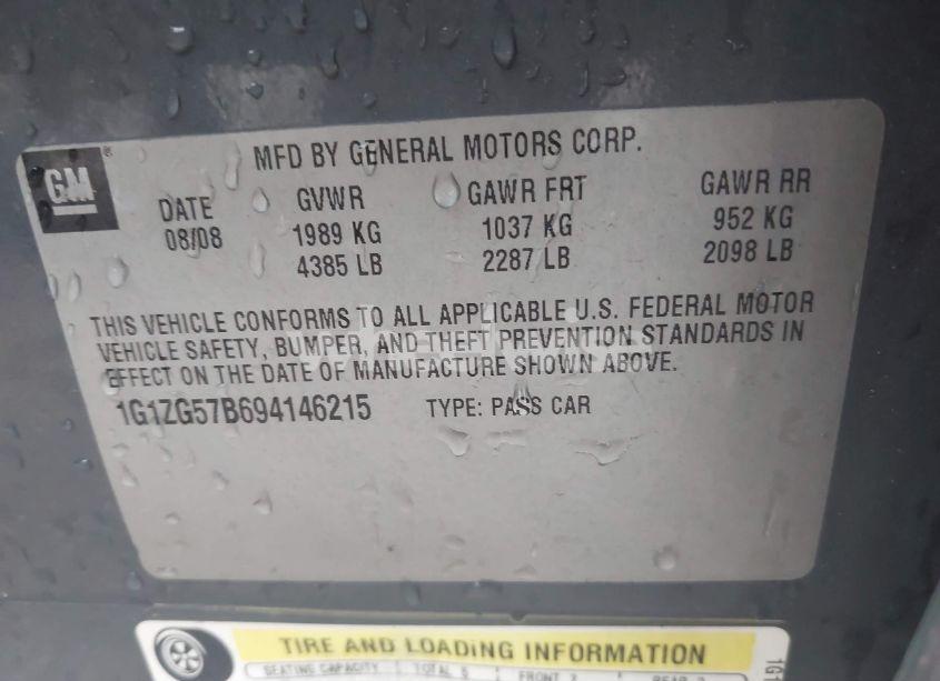 Photo 9 of 2009 Chevrolet Malibu LS (VIN 1G1ZG57B694146215)