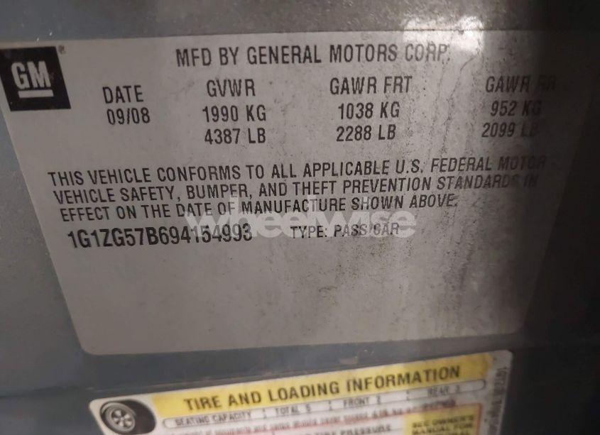 Photo 9 of 2009 Chevrolet Malibu LS (VIN 1G1ZG57B694154993)