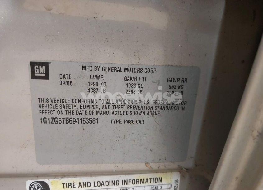 Photo 9 of 2009 Chevrolet Malibu LS (VIN 1G1ZG57B694163581)