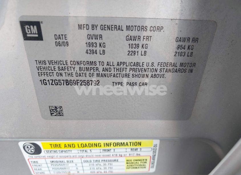 Photo 9 of 2009 Chevrolet Malibu LS (VIN 1G1ZG57B69F258792)