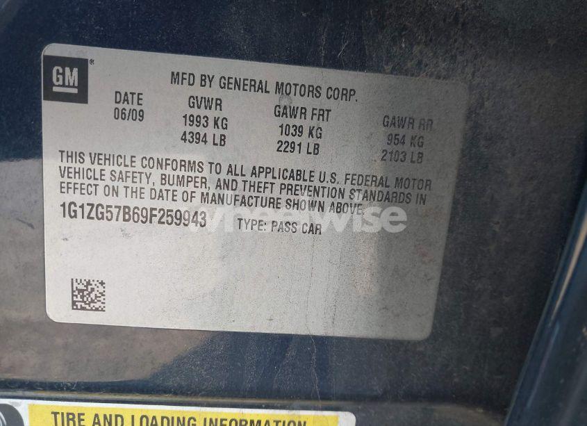 Photo 9 of 2009 Chevrolet Malibu LS (VIN 1G1ZG57B69F259943)