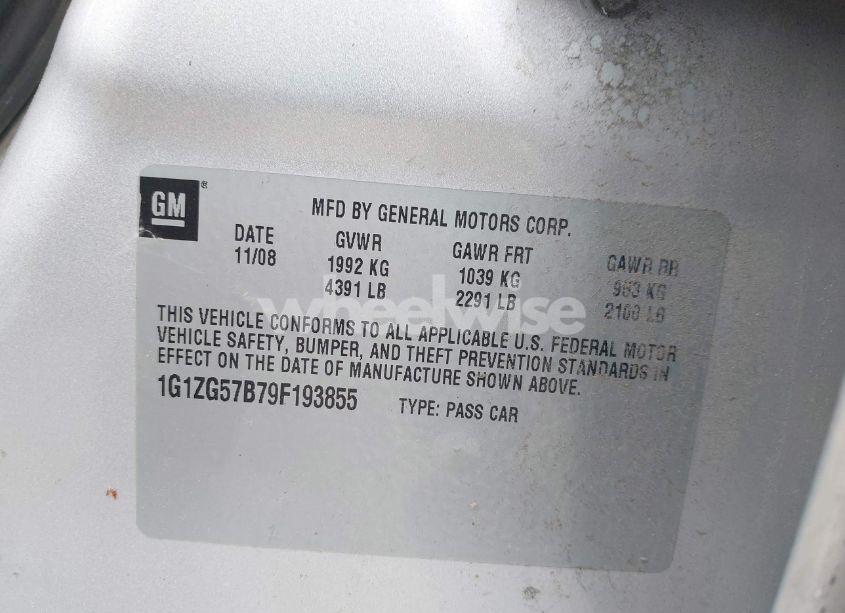 Photo 9 of 2009 Chevrolet Malibu LS (VIN 1G1ZG57B79F193855)