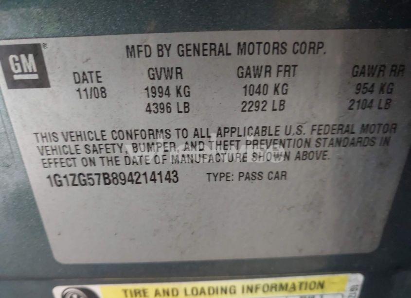 Photo 9 of 2009 Chevrolet Malibu LS (VIN 1G1ZG57B894214143)