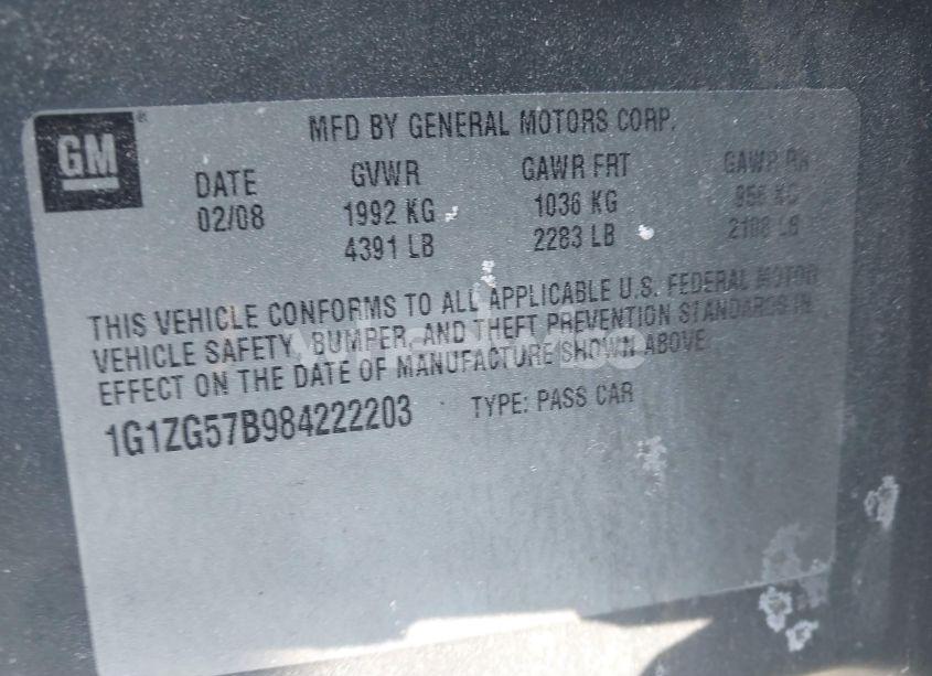 Photo 9 of 2008 Chevrolet Malibu LS (VIN 1G1ZG57B984222203)