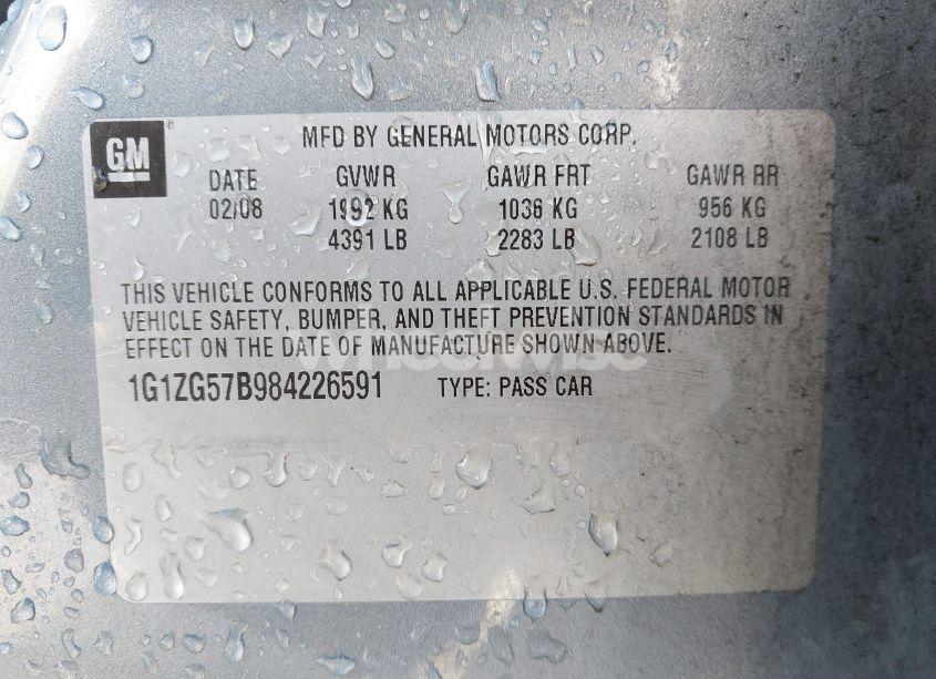 Photo 9 of 2008 Chevrolet Malibu LS (VIN 1G1ZG57B984226591)