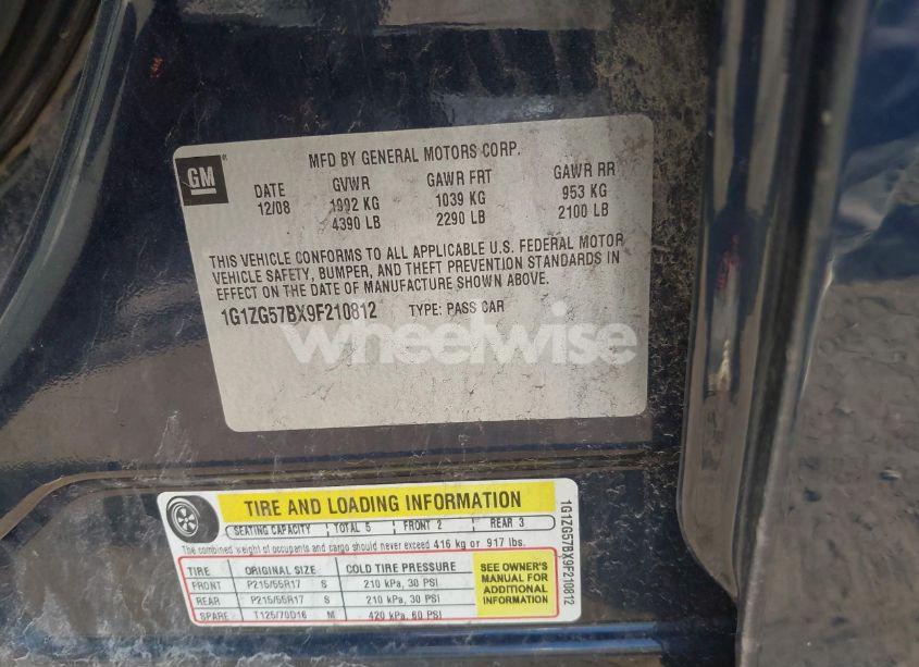 Photo 9 of 2009 Chevrolet Malibu LS (VIN 1G1ZG57BX9F210812)