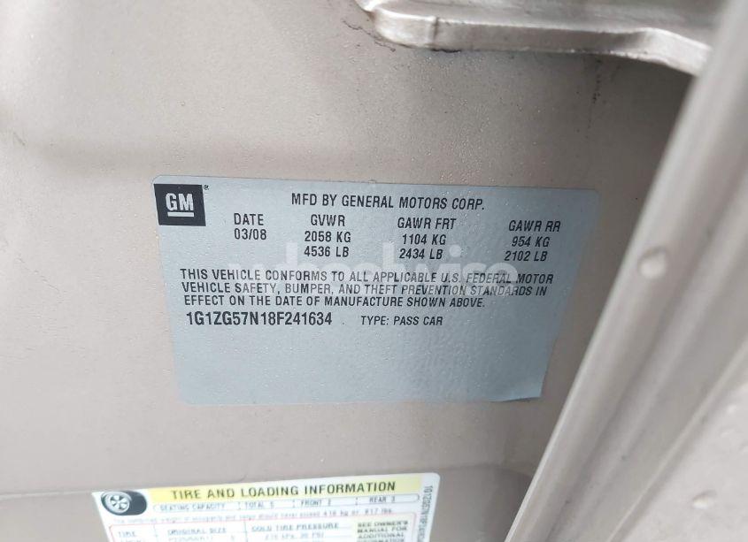 Photo 9 of 2008 Chevrolet Malibu LS (VIN 1G1ZG57N18F241634)