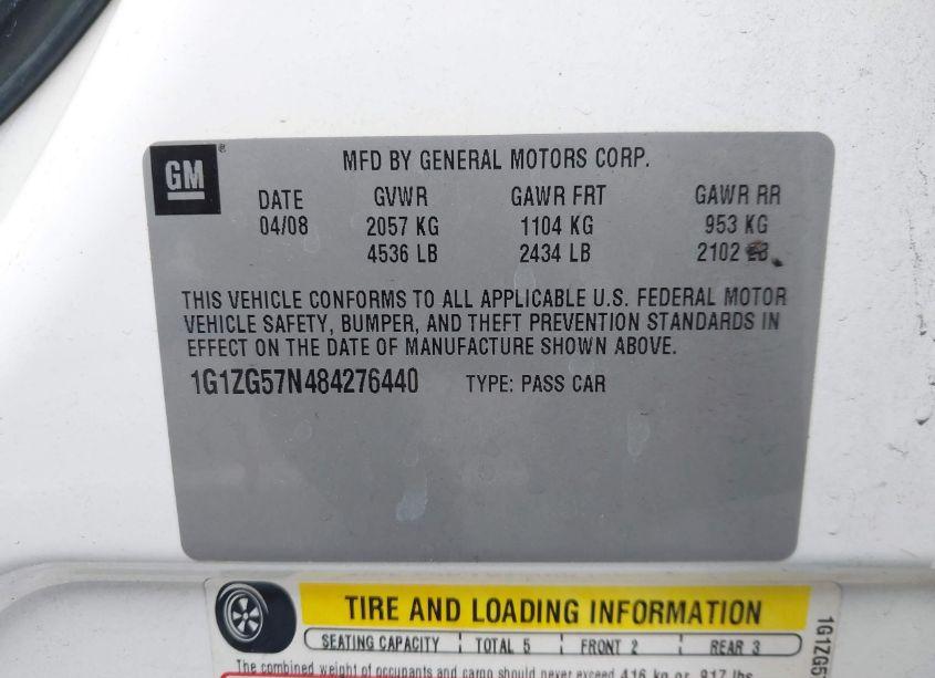 Photo 9 of 2008 Chevrolet Malibu LS (VIN 1G1ZG57N484276440)