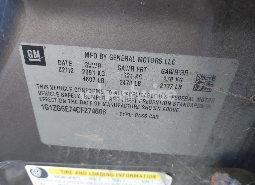 Photo 9 of 2012 Chevrolet Malibu 2LZ (VIN 1G1ZG5E74CF274608)