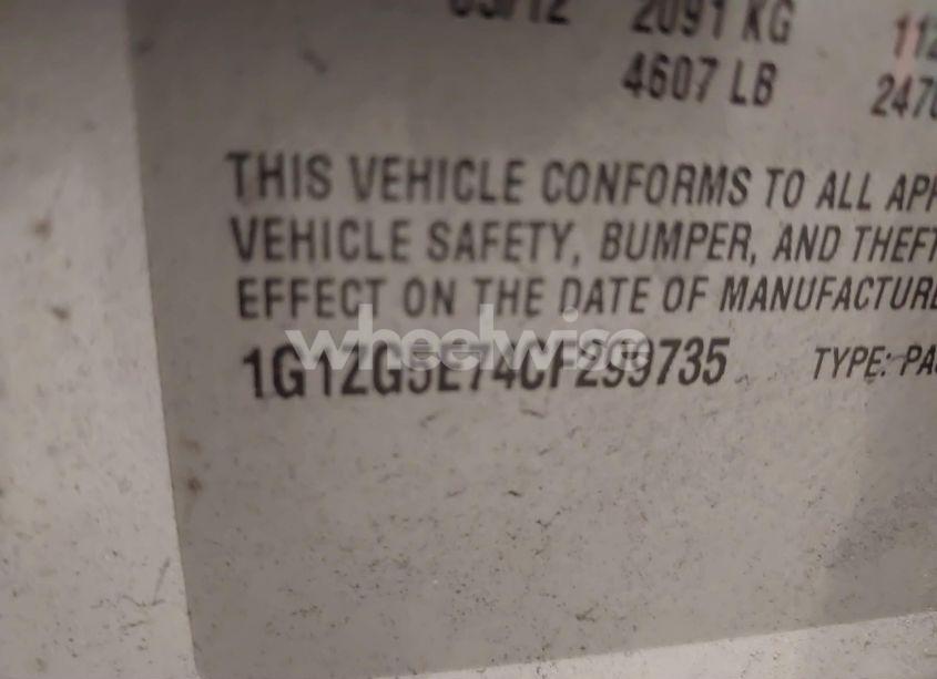 Photo 9 of 2012 Chevrolet Malibu 2LZ (VIN 1G1ZG5E74CF299735)