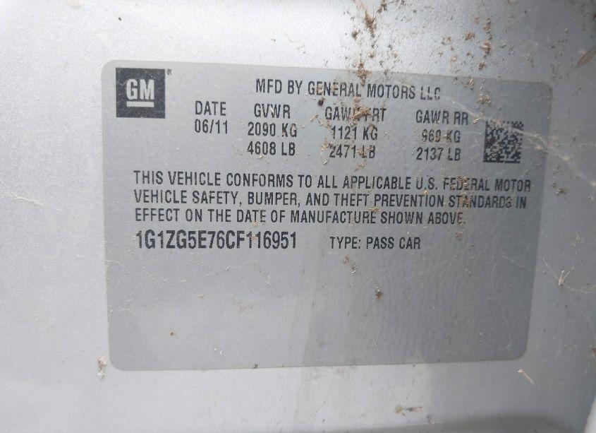 Photo 9 of 2012 Chevrolet Malibu 2LZ (VIN 1G1ZG5E76CF116951)