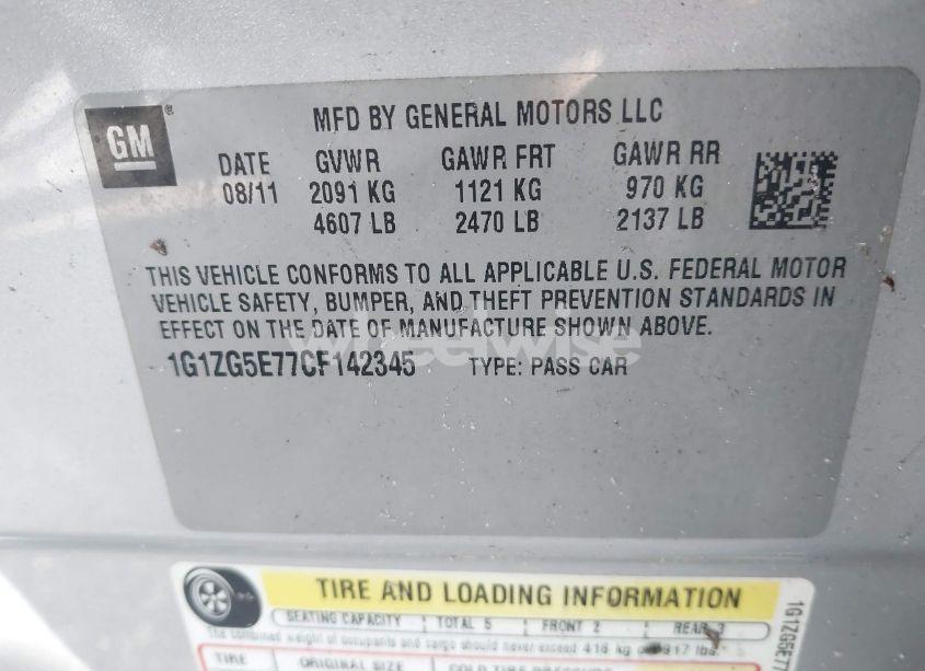 Photo 9 of 2012 Chevrolet Malibu 2LZ (VIN 1G1ZG5E77CF142345)