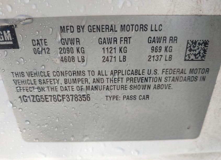 Photo 9 of 2012 Chevrolet Malibu 2LZ (VIN 1G1ZG5E78CF378356)