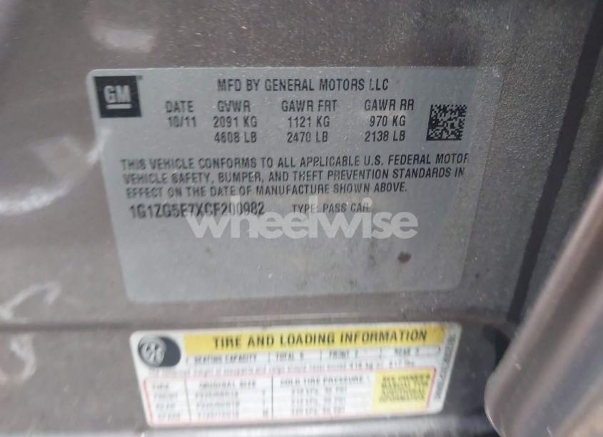 Photo 9 of 2012 Chevrolet Malibu 2LZ (VIN 1G1ZG5E7XCF200982)