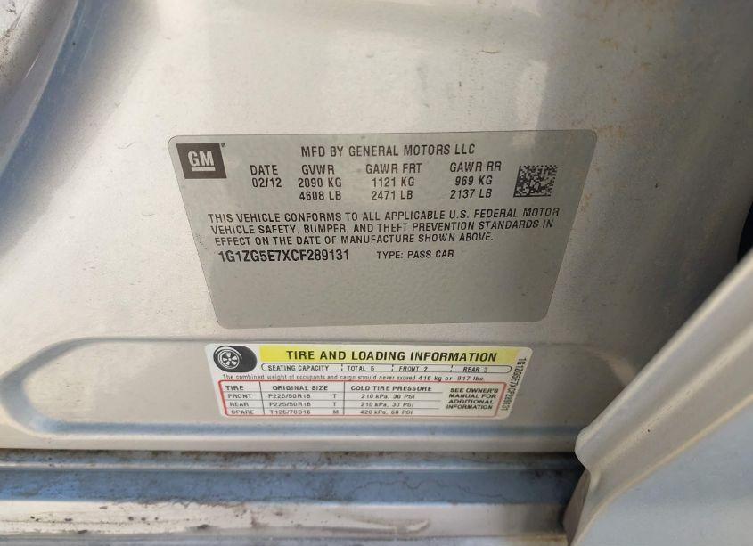 Photo 9 of 2012 Chevrolet Malibu 2LZ (VIN 1G1ZG5E7XCF289131)