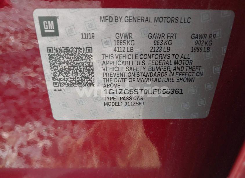 Photo 9 of 2020 Chevrolet Malibu FWD RS (VIN 1G1ZG5ST0LF056361)