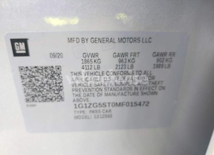 Photo 9 of 2021 Chevrolet Malibu FWD RS (VIN 1G1ZG5ST0MF015472)