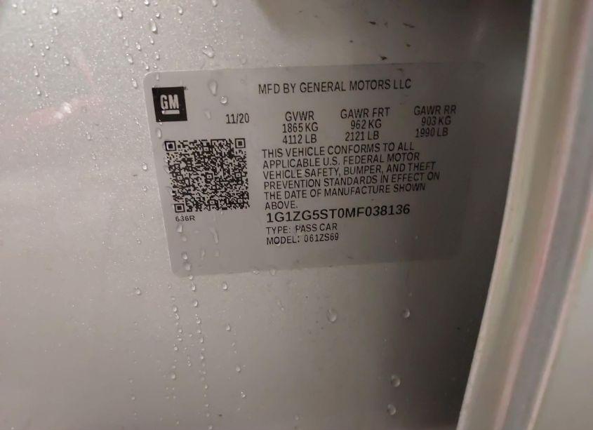 Photo 9 of 2021 Chevrolet Malibu FWD RS (VIN 1G1ZG5ST0MF038136)