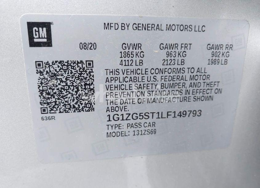Photo 9 of 2020 Chevrolet Malibu FWD RS (VIN 1G1ZG5ST1LF149793)