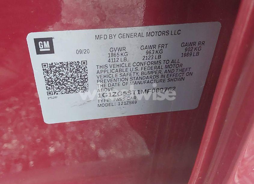 Photo 9 of 2021 Chevrolet Malibu FWD RS (VIN 1G1ZG5ST1MF009762)