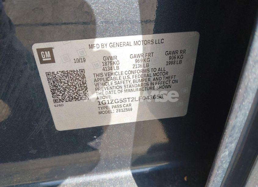 Photo 9 of 2020 Chevrolet Malibu FWD RS (VIN 1G1ZG5ST2LF043658)