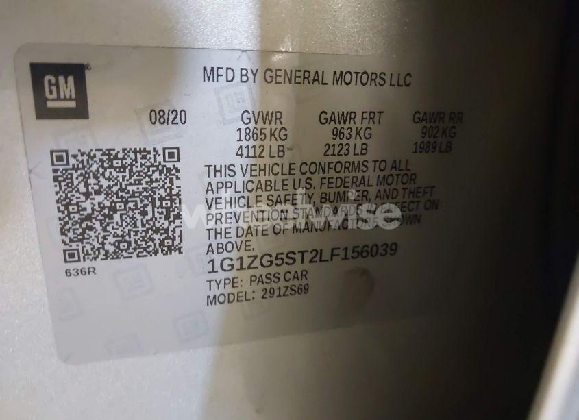 Photo 9 of 2020 Chevrolet Malibu FWD RS (VIN 1G1ZG5ST2LF156039)
