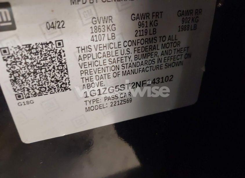 Photo 9 of 2022 Chevrolet Malibu FWD RS (VIN 1G1ZG5ST2NF143102)