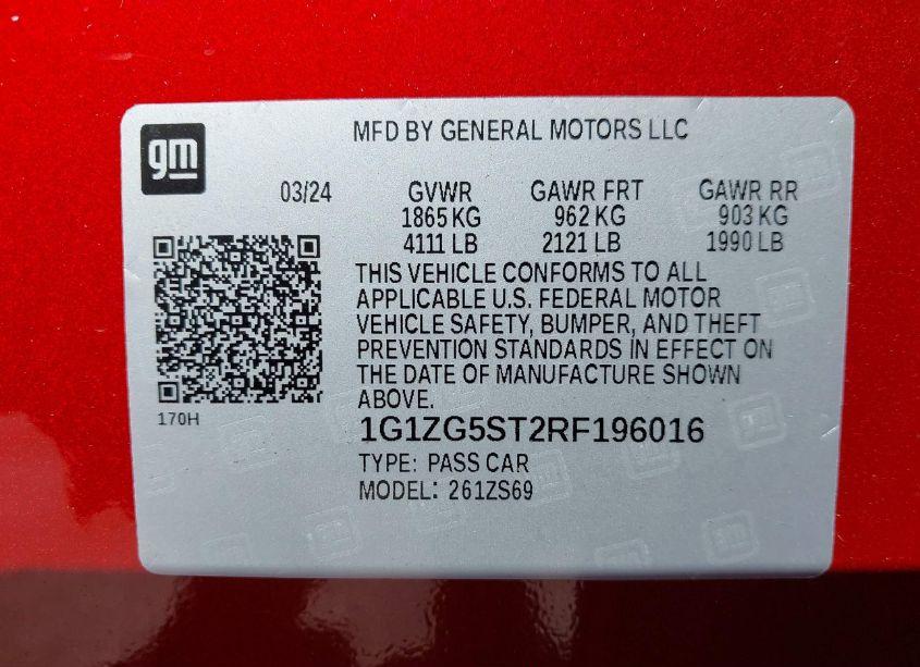 Photo 9 of 2024 Chevrolet Malibu FWD RS (VIN 1G1ZG5ST2RF196016)