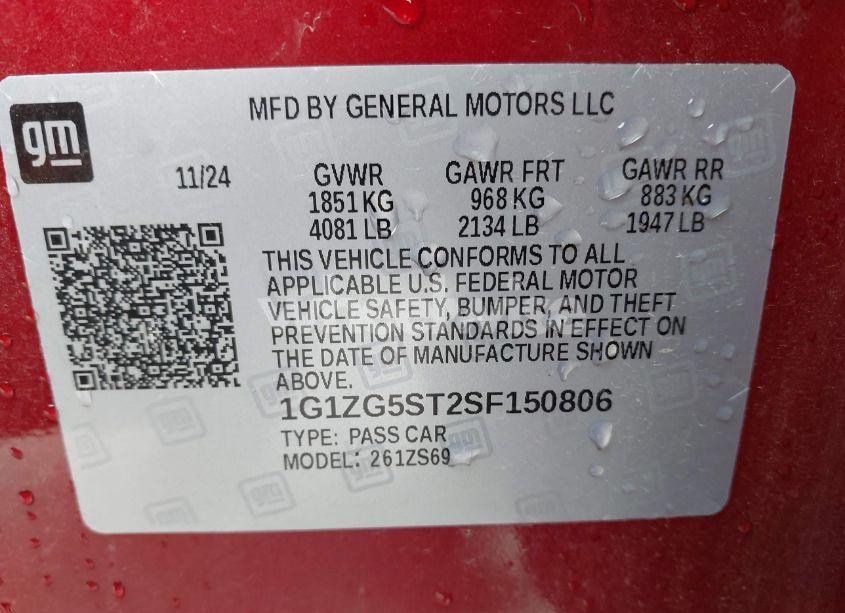 Photo 9 of 2025 Chevrolet Malibu FWD RS (VIN 1G1ZG5ST2SF150806)