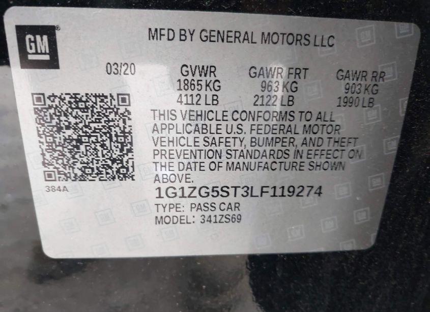 Photo 9 of 2020 Chevrolet Malibu FWD RS (VIN 1G1ZG5ST3LF119274)