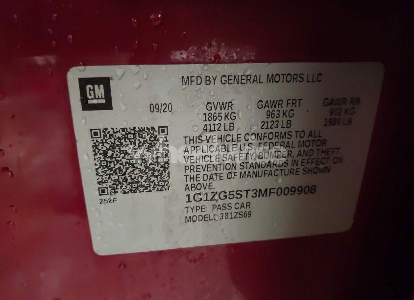 Photo 9 of 2021 Chevrolet Malibu RS (VIN 1G1ZG5ST3MF009908)