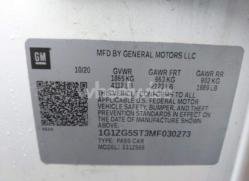 Photo 9 of 2021 Chevrolet Malibu FWD RS (VIN 1G1ZG5ST3MF030273)