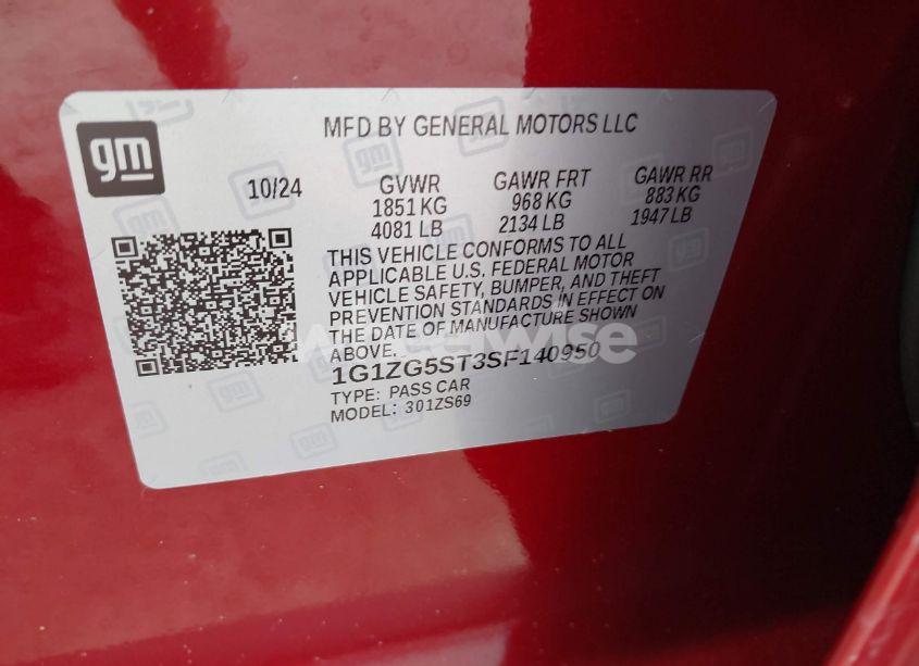 Photo 9 of 2025 Chevrolet Malibu FWD RS (VIN 1G1ZG5ST3SF140950)