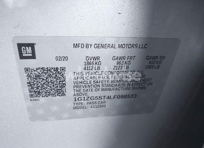 Photo 9 of 2020 Chevrolet Malibu FWD RS (VIN 1G1ZG5ST4LF098533)