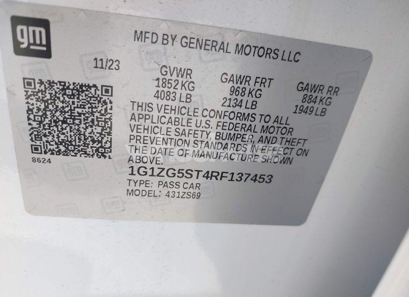 Photo 9 of 2024 Chevrolet Malibu FWD RS (VIN 1G1ZG5ST4RF137453)