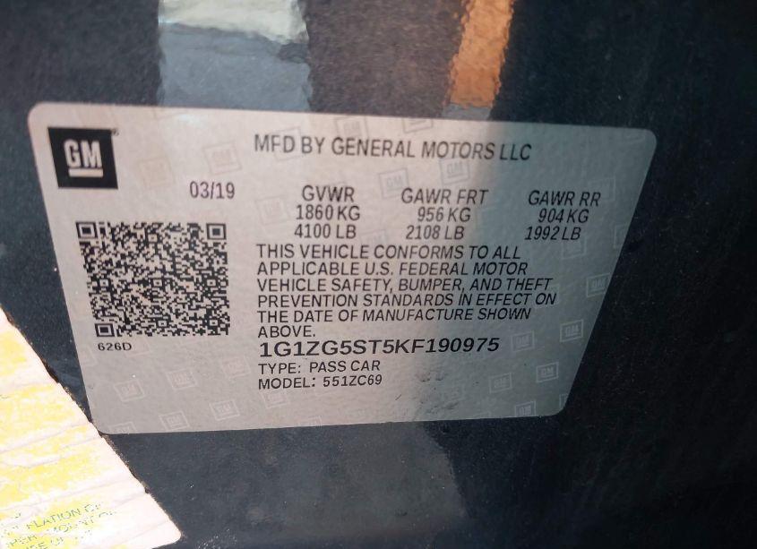 Photo 9 of 2019 Chevrolet Malibu RS (VIN 1G1ZG5ST5KF190975)