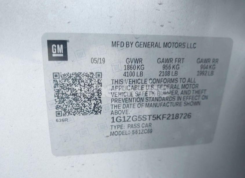 Photo 9 of 2019 Chevrolet Malibu RS (VIN 1G1ZG5ST5KF218726)
