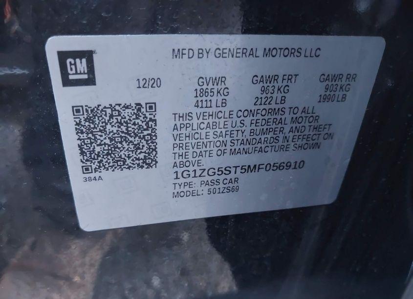 Photo 9 of 2021 Chevrolet Malibu FWD RS (VIN 1G1ZG5ST5MF056910)