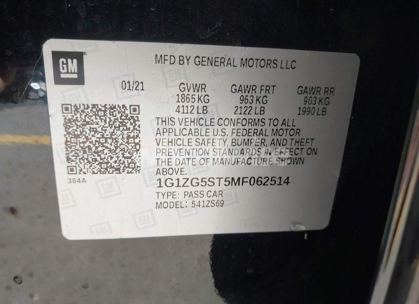 Photo 9 of 2021 Chevrolet Malibu FWD RS (VIN 1G1ZG5ST5MF062514)