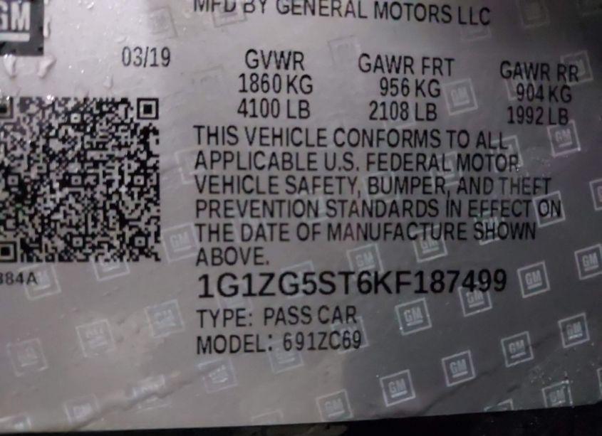Photo 9 of 2019 Chevrolet Malibu RS (VIN 1G1ZG5ST6KF187499)